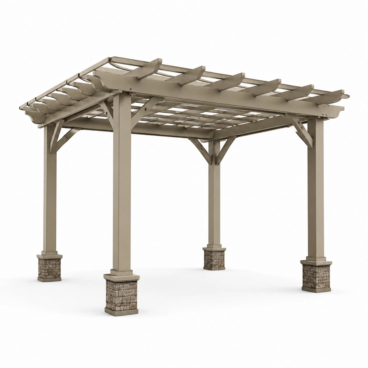 Pergola da Giardino in Metallo e Pietra 300x300x250 cm