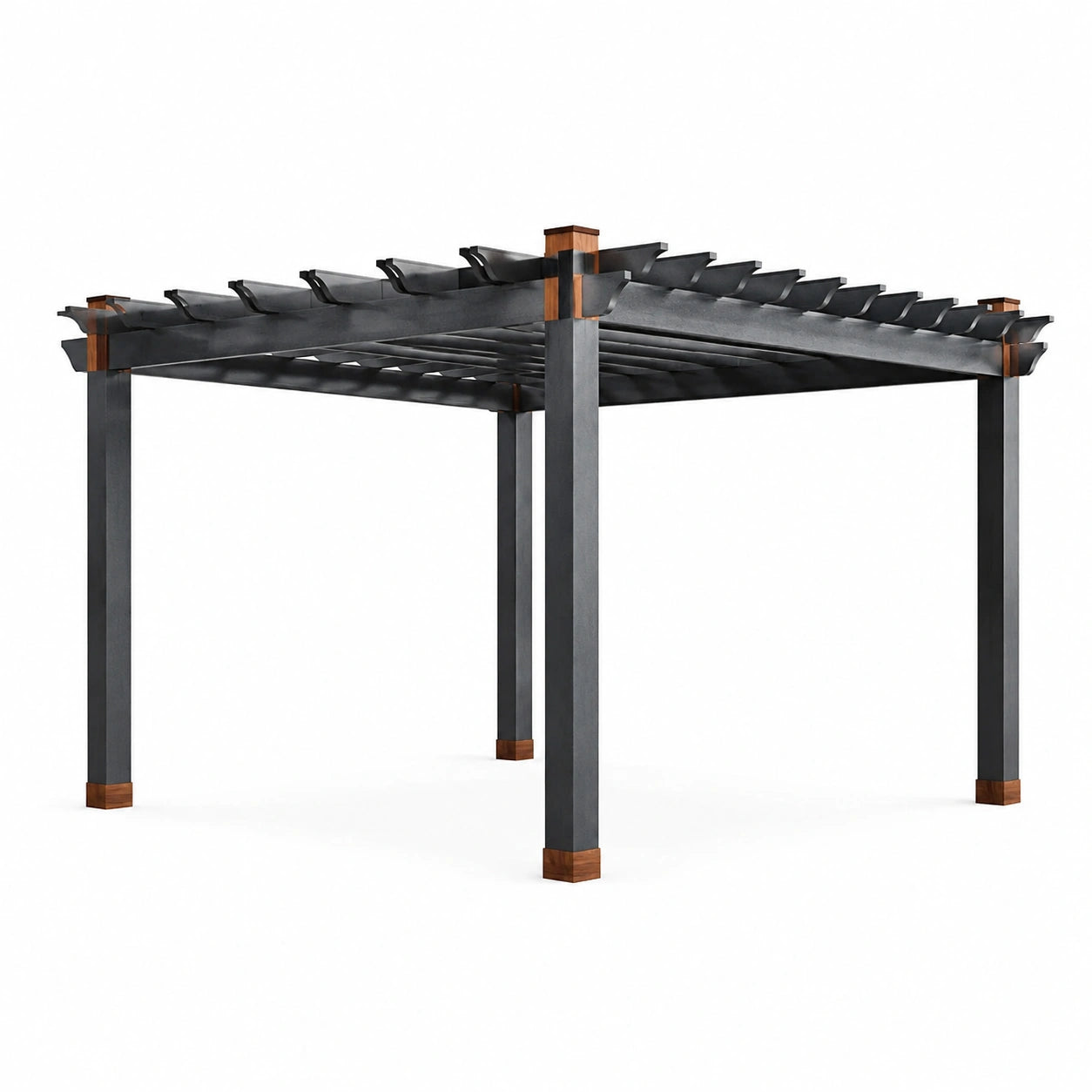 Pergola Quadrata in Metallo e Legno 300x300 cm Antracite