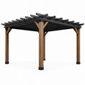 Pergola in Legno e Alluminio 300x300 cm Nero e Marrone