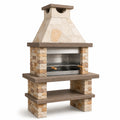 Barbecue in pietra refrattaria con griglia in acciaio inox, beige/marrone, 120x80x220 cm