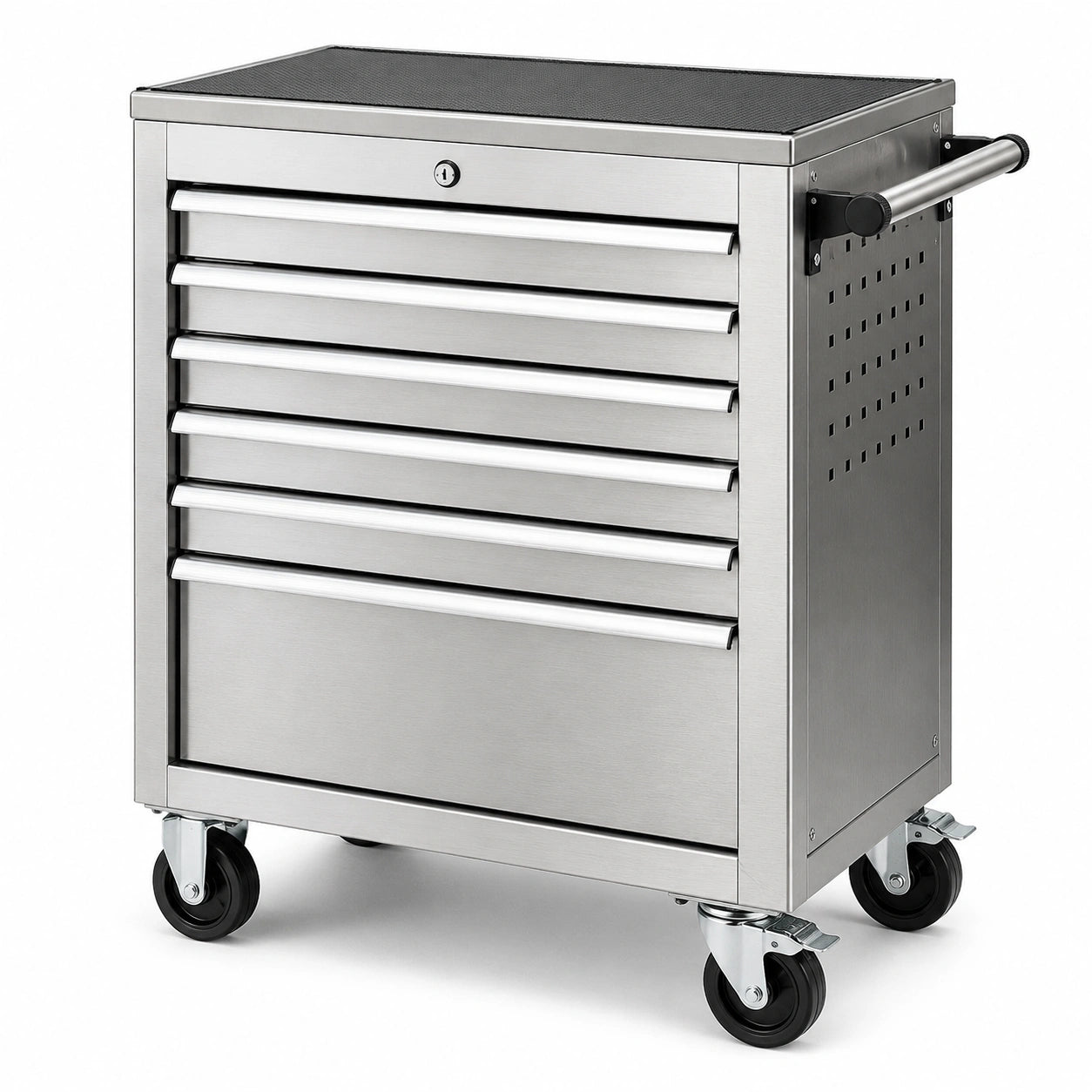 Carrello portautensili in acciaio inox con 6 cassetti e ruote girevoli
