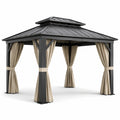 Gazebo in metallo con tende beige