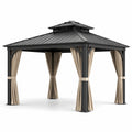 Gazebo in Metallo con Tetto in Acciaio e Tende in Poliestere 300x400 cm