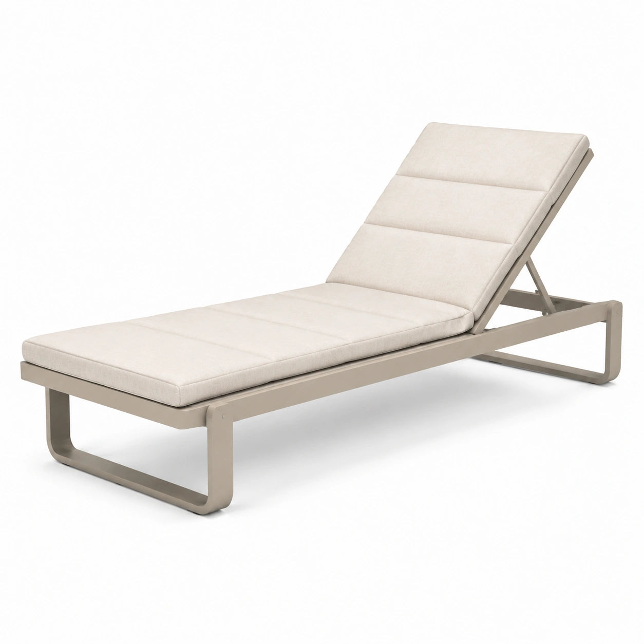 Lettino prendisole in metallo con rivestimento in tessuto beige