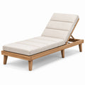 Lettino prendisole in legno di teak e poliestere crema