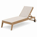 Lettino prendisole in legno teak regolabile beige con struttura in legno teak