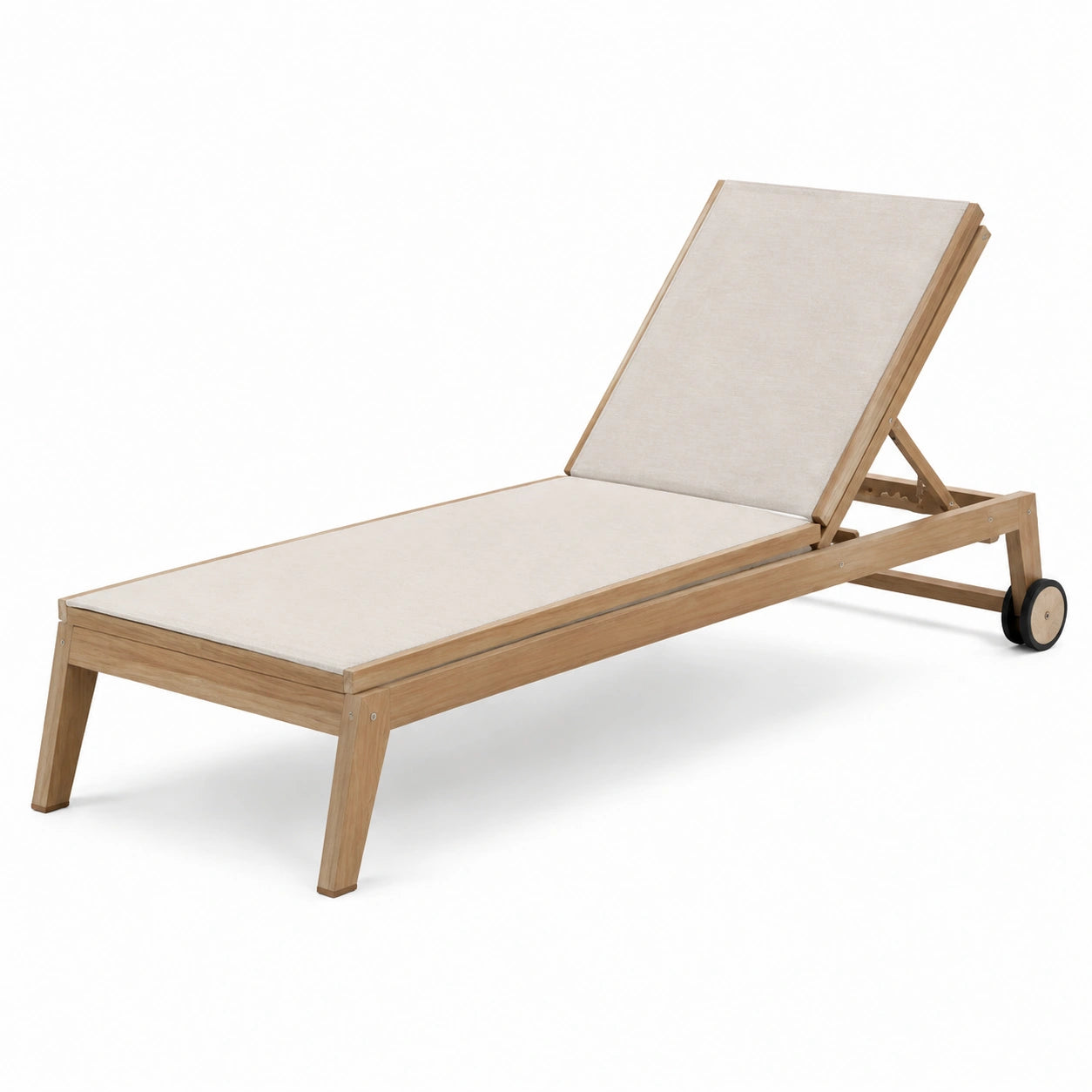 Lettino prendisole in legno teak regolabile beige con struttura in legno teak