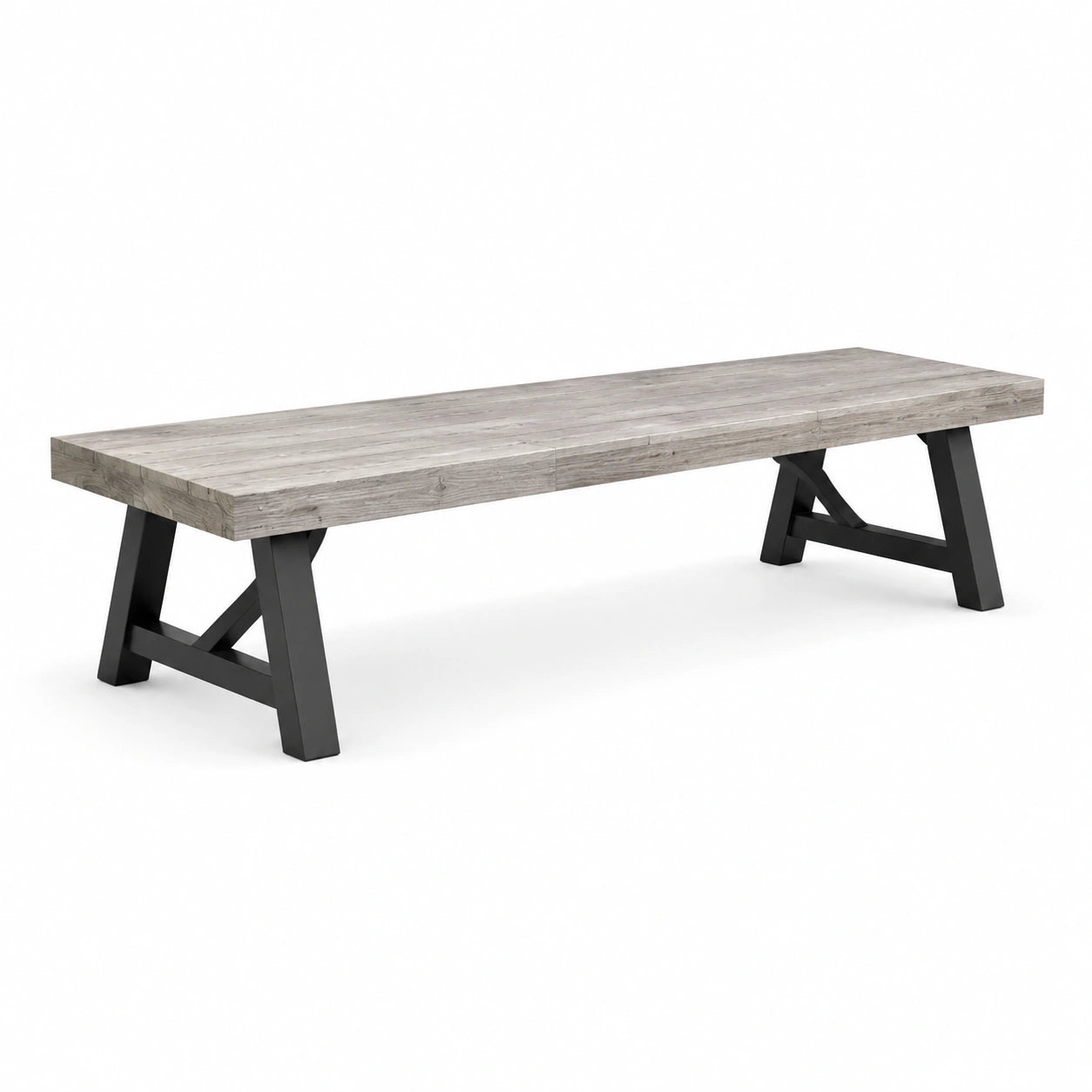Panca in legno e acciaio grigia 200x40x45 cm