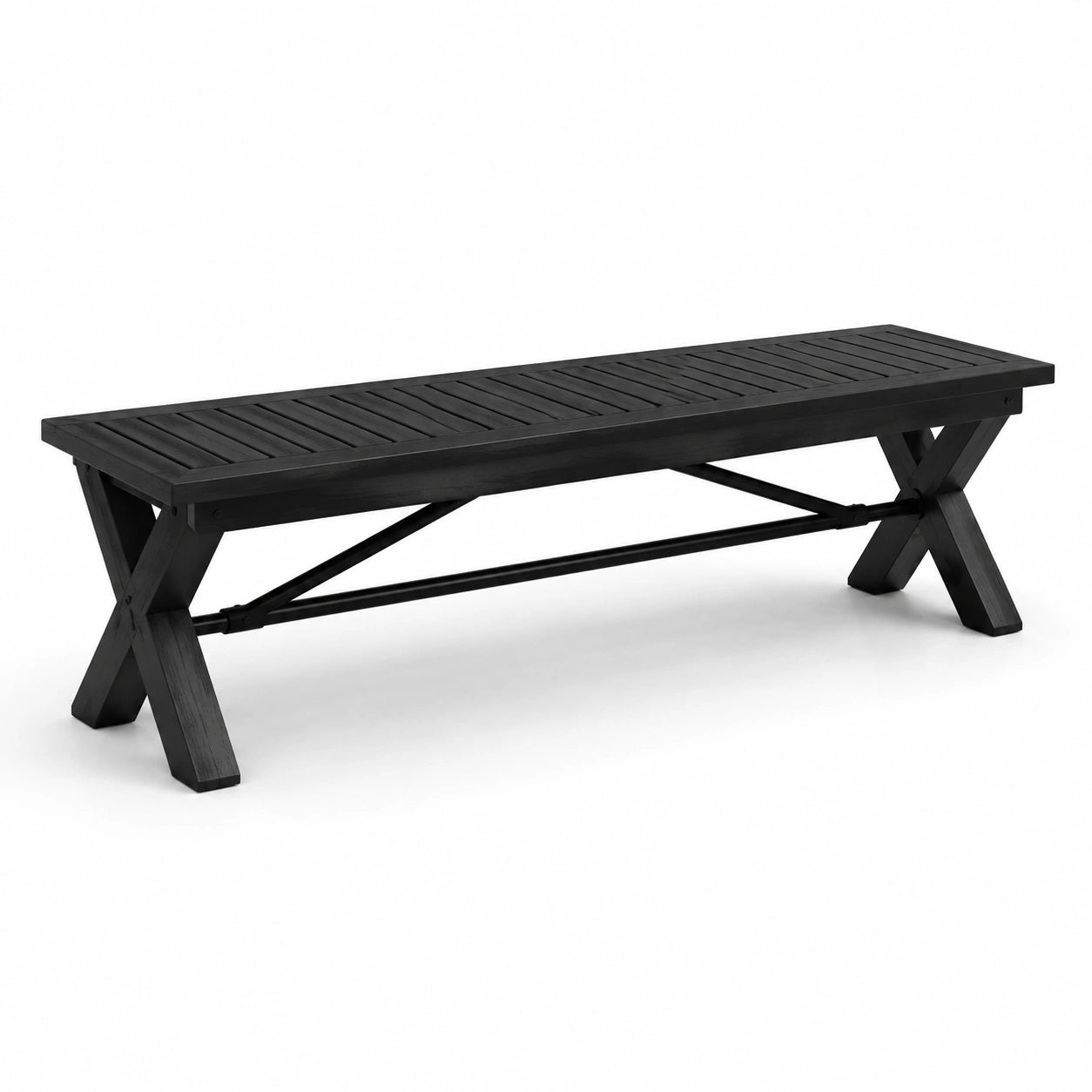 Panca in legno e metallo nero 160 cm